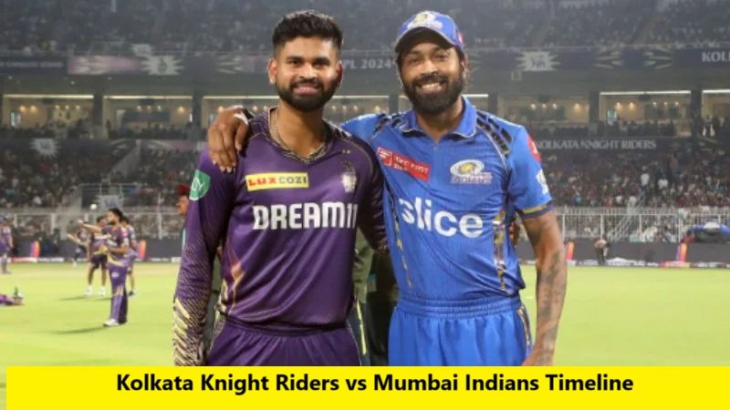 Kolkata Knight Riders vs Mumbai Indians Timeline